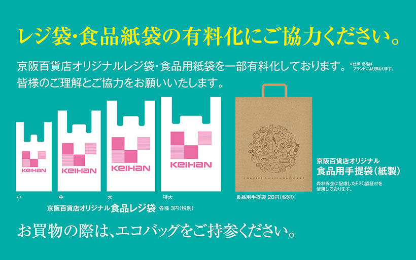 レジ袋 食品紙袋 有料化のご案内 京阪百貨店 守口版