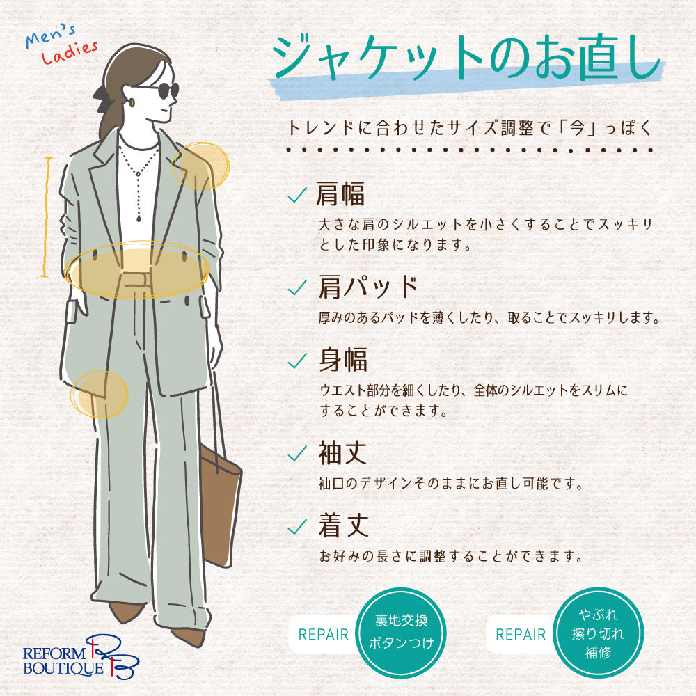 《紳士服・婦人服》ジャケットのお直し