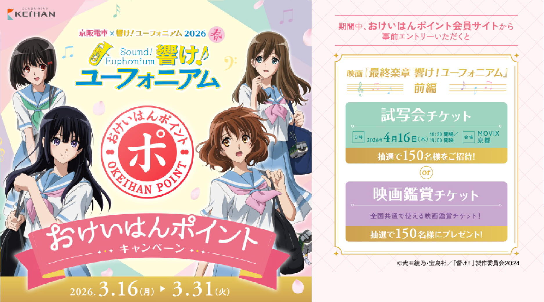 響け！ユーフォニアムおけいはんポイントキャンペーン