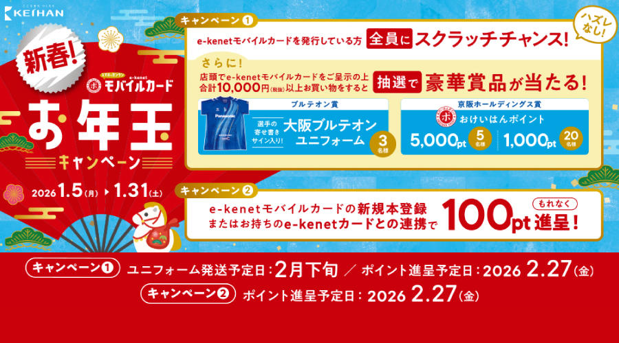 新春！おけいはんポイントモバイルカードお年玉キャンペーン