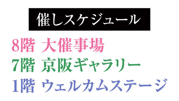 8階大催事場・7階京阪ギャラリー・1階ウェルカムステージ・催しスケジュール
