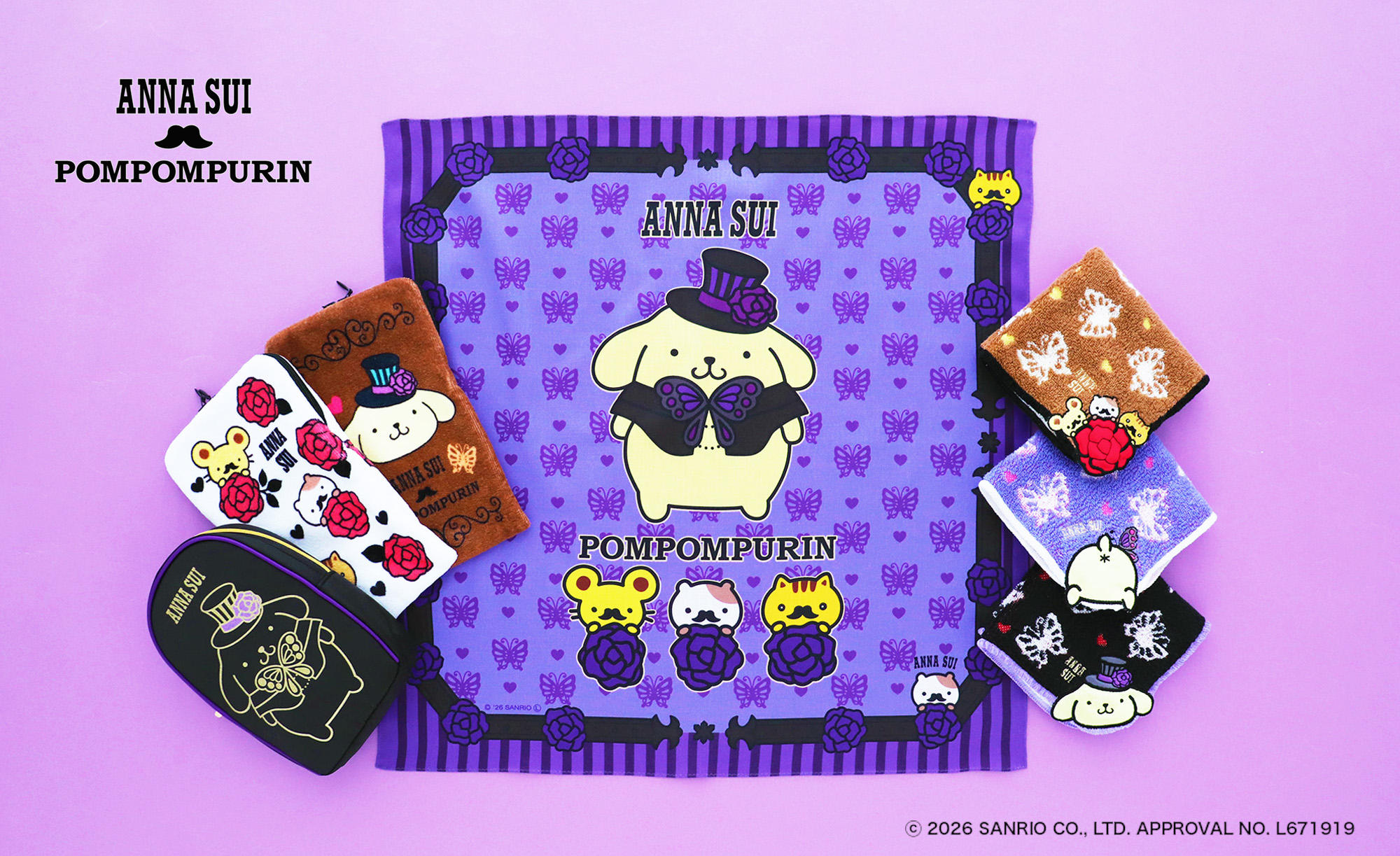 ポムポムプリン、デビュー 30周年  【ANNA SUI とのスペシャルコラボレーションアイテムが登場】